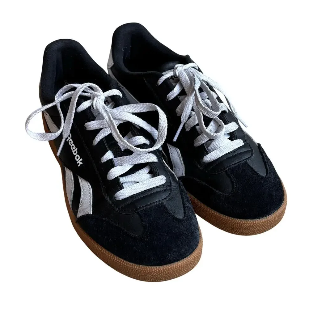 Reebok Smash Edge sneakers black & white leather suede gum sole mens US size 9M